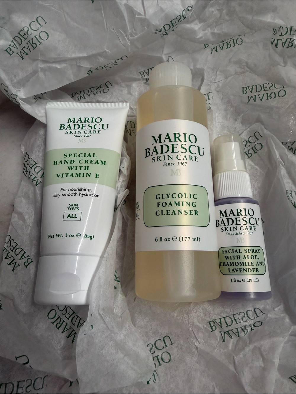 Mario Badescu Trio with Pale Yellow Cleanser and White Tubes